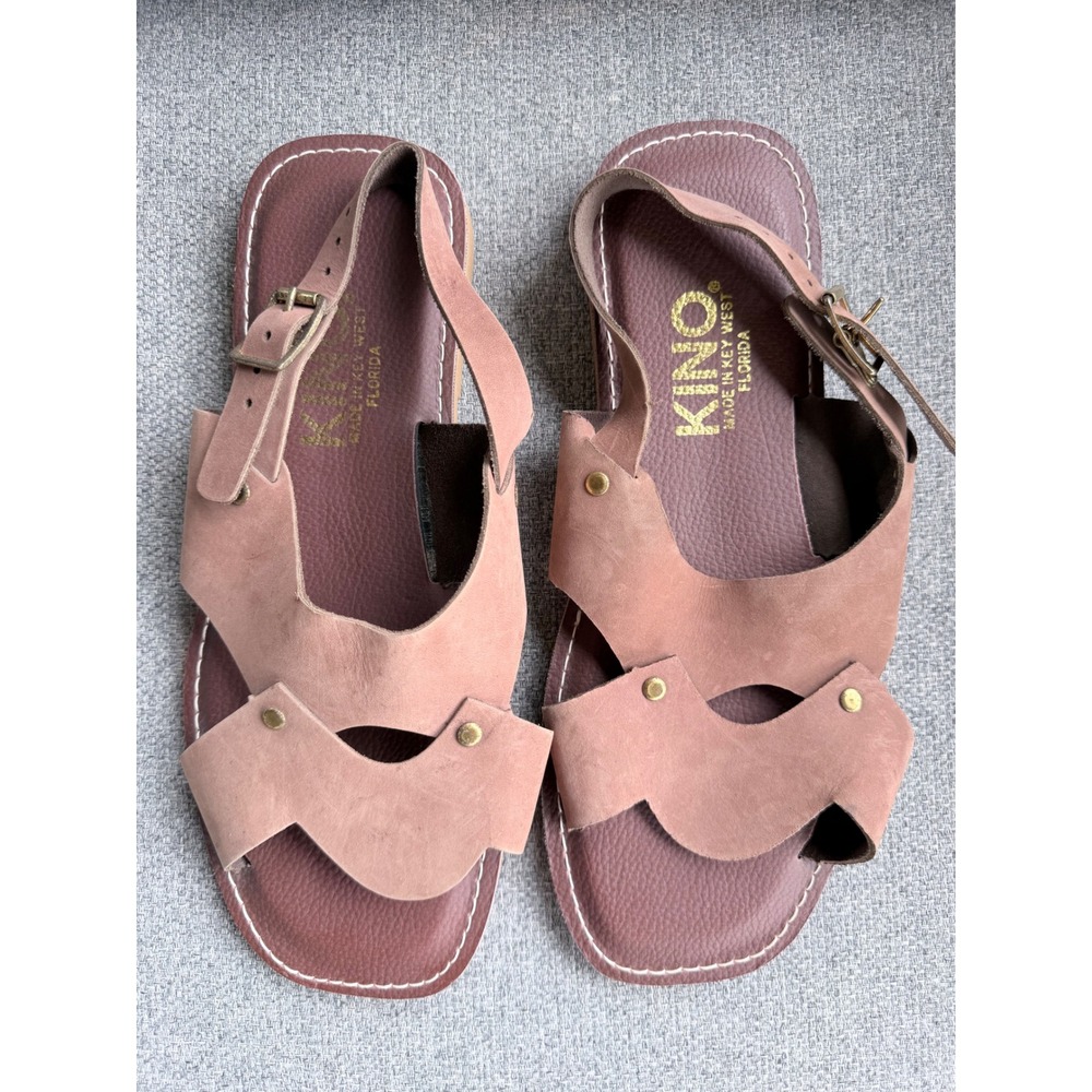 Kino Sandals Key West Handmade Leather Sandals 12" New Scalloped Flat Strappy